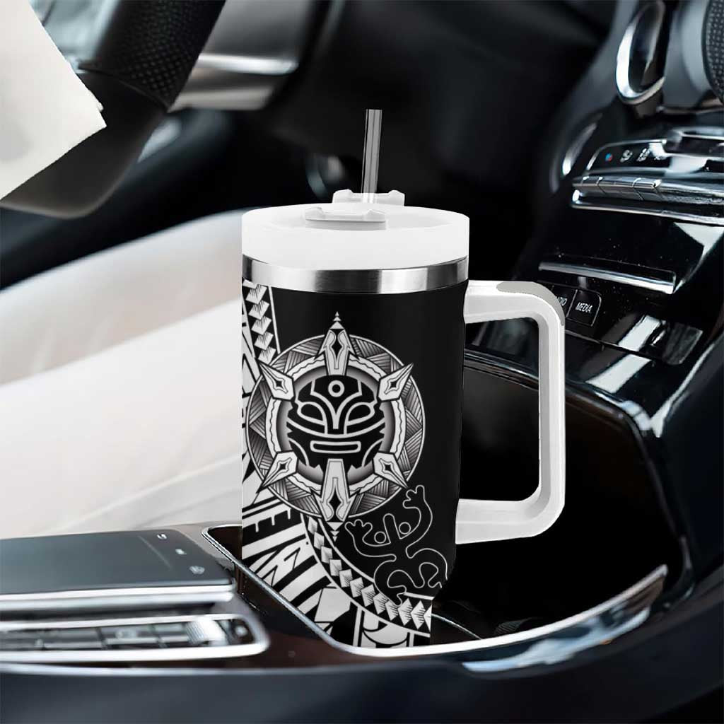 Taino Sun Traditional Tattoo Tumbler With Handle Polynesian Pattern
