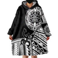 Taino Sun Traditional Tattoo Wearable Blanket Hoodie Polynesian Pattern