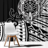Taino Sun Traditional Tattoo Window Curtain Polynesian Pattern