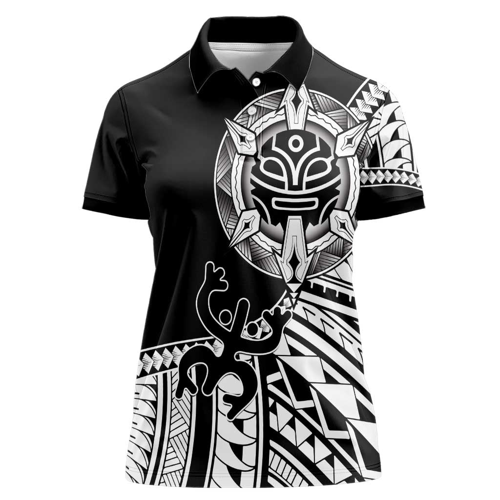 Taino Sun Traditional Tattoo Women Polo Shirt Polynesian Pattern