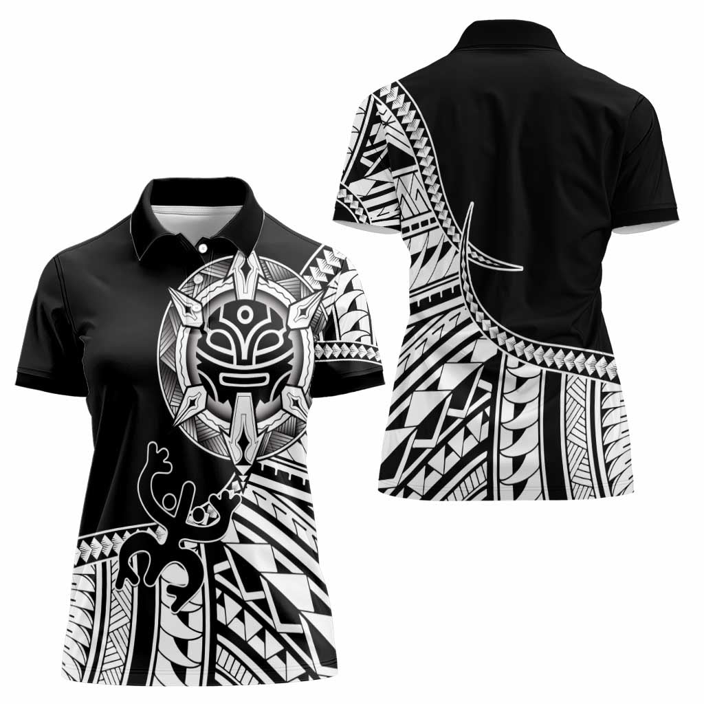 Taino Sun Traditional Tattoo Women Polo Shirt Polynesian Pattern