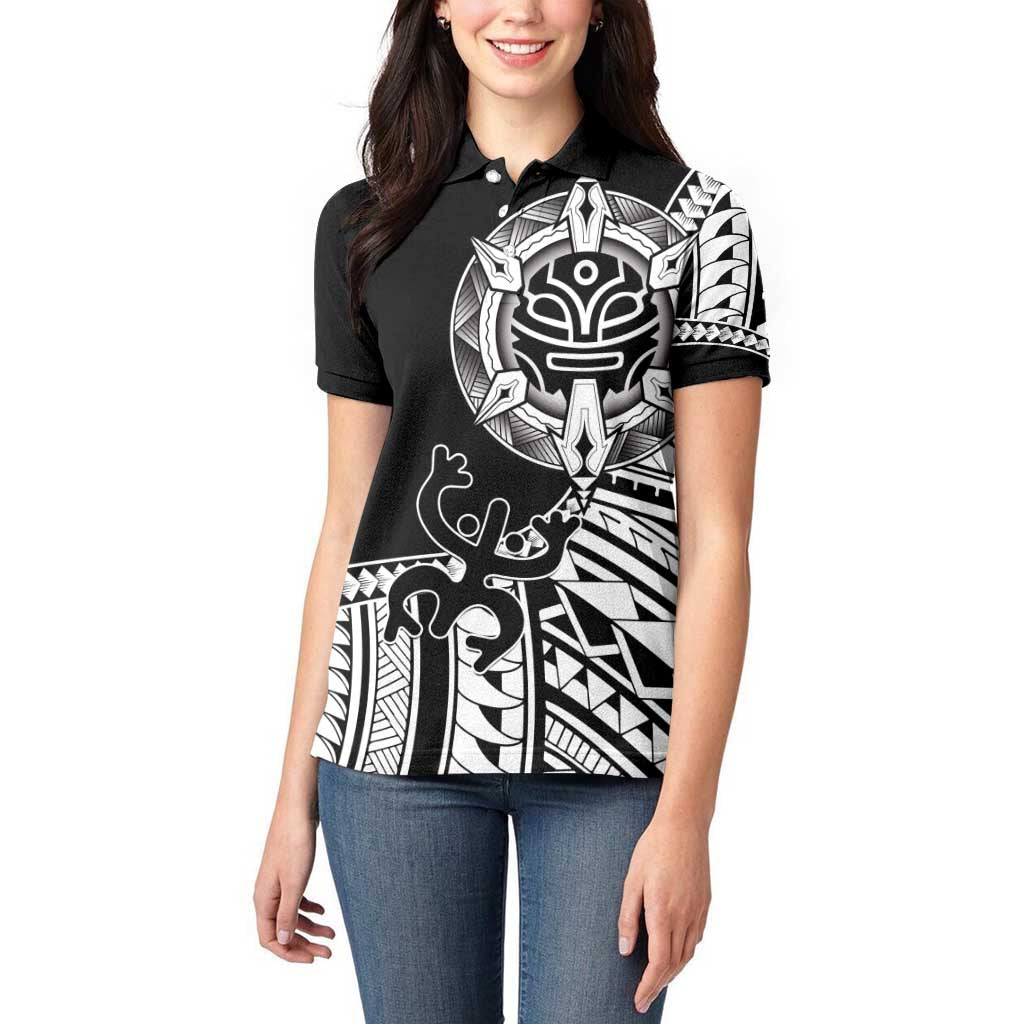 Taino Sun Traditional Tattoo Women Polo Shirt Polynesian Pattern