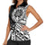 Taino Sun Traditional Tattoo Women Sleeveless Polo Shirt Polynesian Pattern