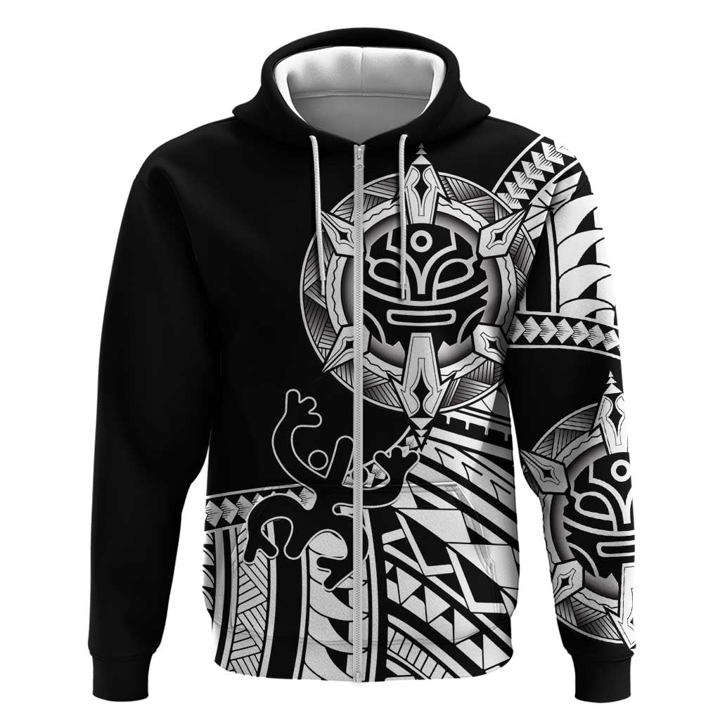 Taino Sun Traditional Tattoo Zip Hoodie Polynesian Pattern