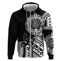 Taino Sun Traditional Tattoo Zip Hoodie Polynesian Pattern