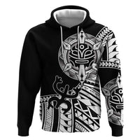Taino Sun Traditional Tattoo Zip Hoodie Polynesian Pattern