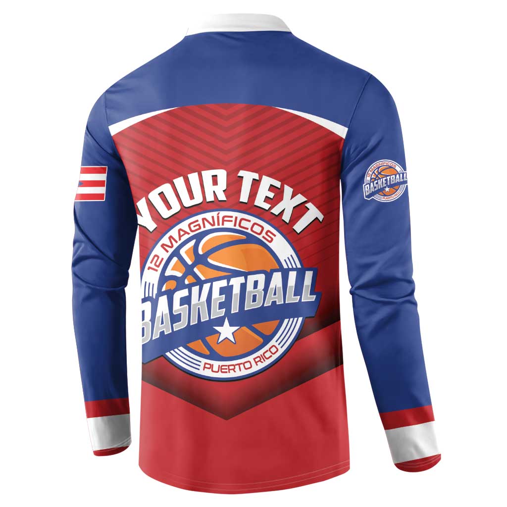 Personalized Puerto Rico Basketball Button Sweatshirt Magnificos Go Champion
