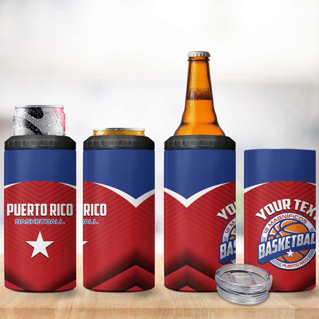 Personalized Puerto Rico Basketball 4 in 1 Can Cooler Tumbler Magnificos Go Champion