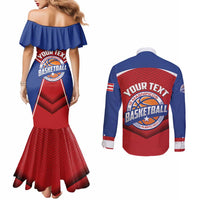 Personalized Puerto Rico Basketball Couples Matching Mermaid Dress and Long Sleeve Button Shirt Magnificos Go Champion