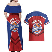 Personalized Puerto Rico Basketball Couples Matching Off Shoulder Maxi Dress and Hawaiian Shirt Magnificos Go Champion