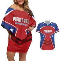 Personalized Puerto Rico Basketball Couples Matching Off Shoulder Short Dress and Hawaiian Shirt Magnificos Go Champion