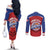 Personalized Puerto Rico Basketball Couples Matching Off The Shoulder Long Sleeve Dress and Long Sleeve Button Shirt Magnificos Go Champion