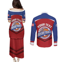 Personalized Puerto Rico Basketball Couples Matching Puletasi and Long Sleeve Button Shirt Magnificos Go Champion