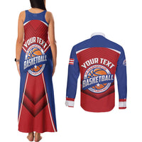 Personalized Puerto Rico Basketball Couples Matching Tank Maxi Dress and Long Sleeve Button Shirt Magnificos Go Champion