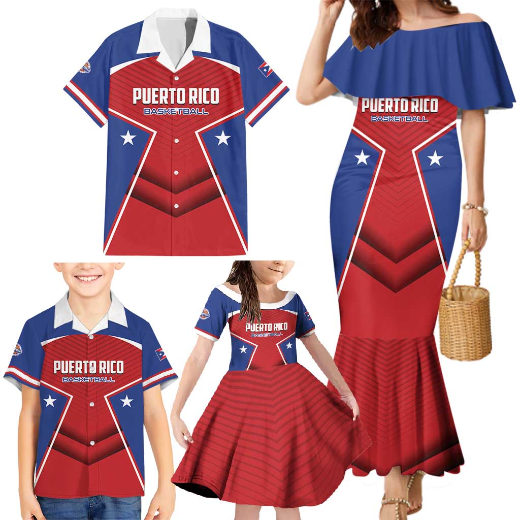Personalized Puerto Rico Basketball Family Matching Mermaid Dress and Hawaiian Shirt Magnificos Go Champion