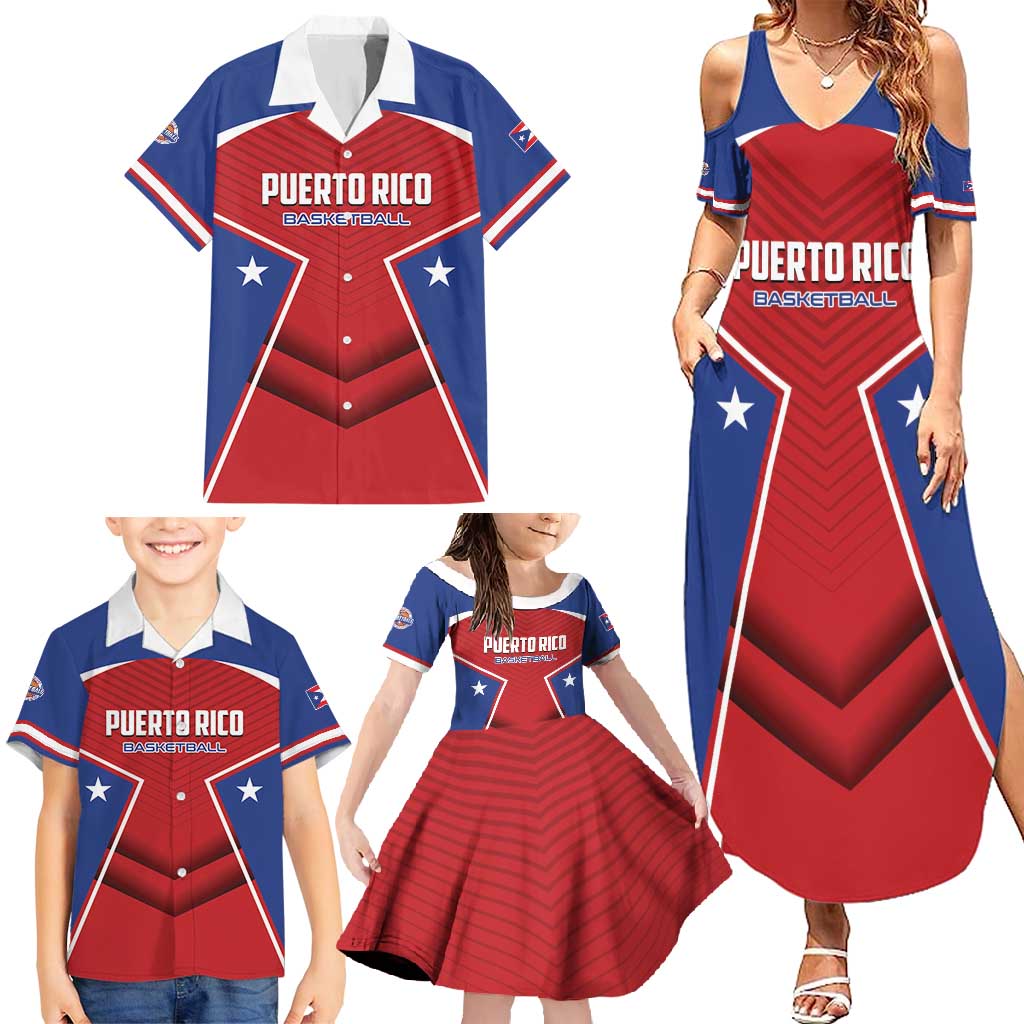 Personalized Puerto Rico Basketball Family Matching Summer Maxi Dress and Hawaiian Shirt Magnificos Go Champion