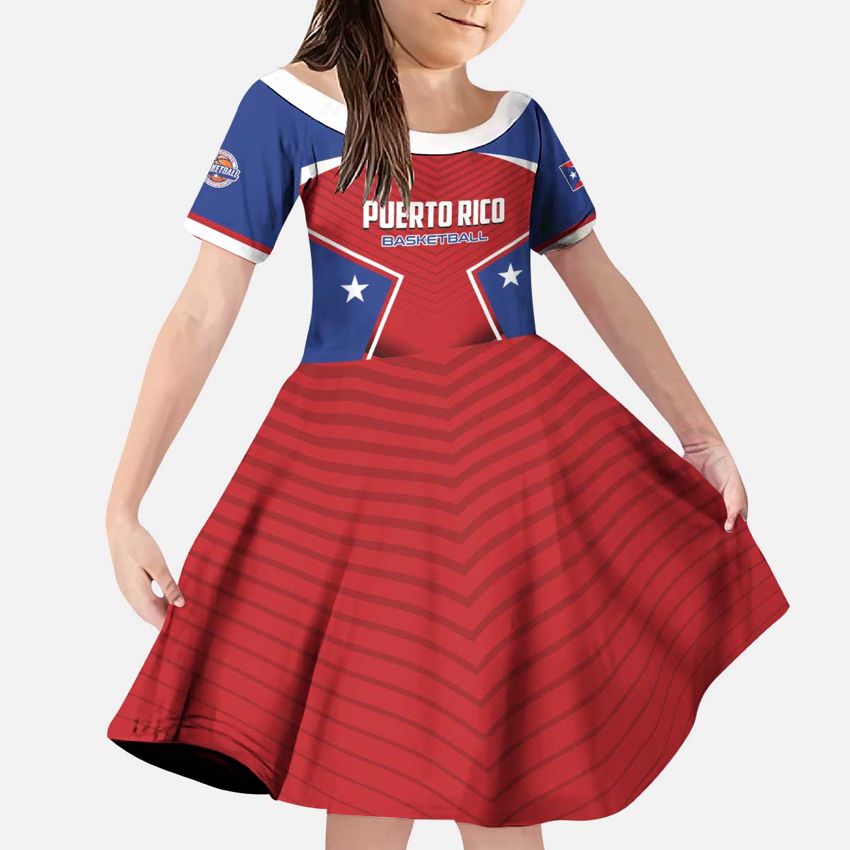 Personalized Puerto Rico Basketball Kid Short Sleeve Dress Magnificos Go Champion