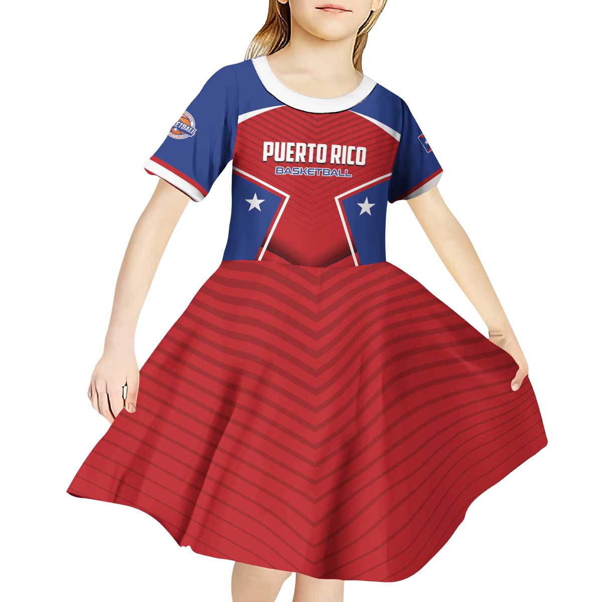 Personalized Puerto Rico Basketball Kid Short Sleeve Dress Magnificos Go Champion