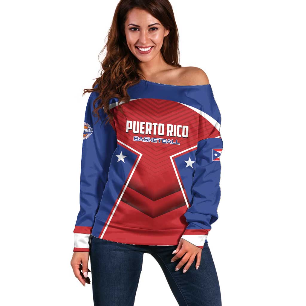 Personalized Puerto Rico Basketball Off Shoulder Sweater Magnificos Go Champion