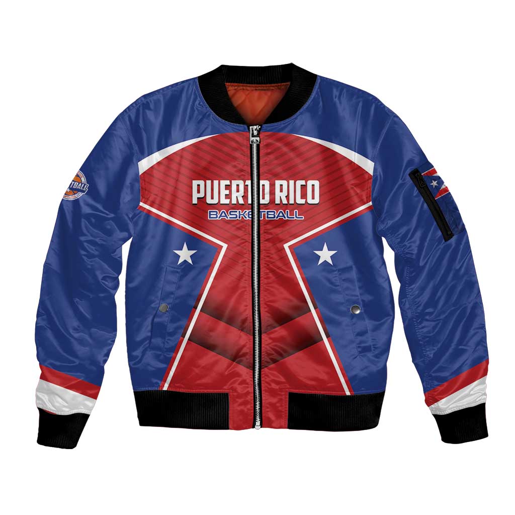 Personalized Puerto Rico Basketball Sleeve Zip Bomber Jacket Magnificos Go Champion