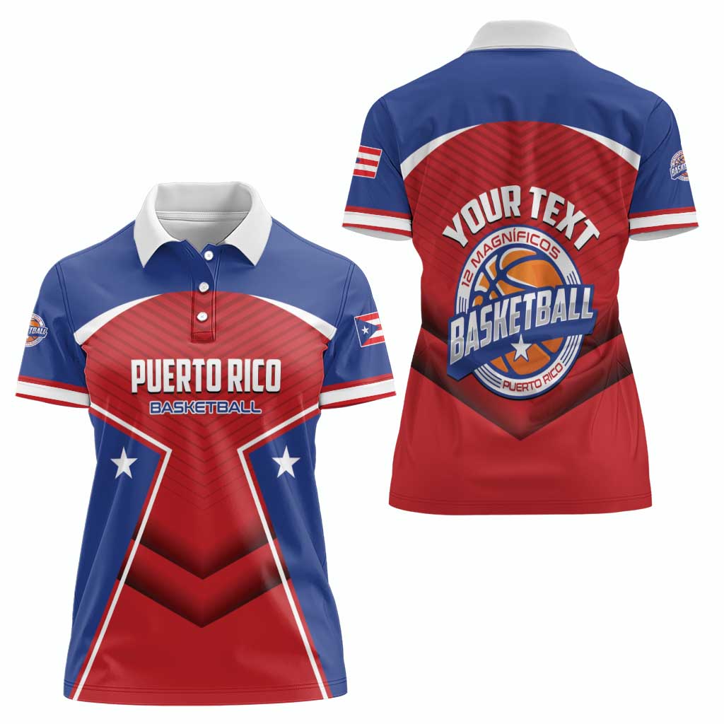 Personalized Puerto Rico Basketball Women Polo Shirt Magnificos Go Champion