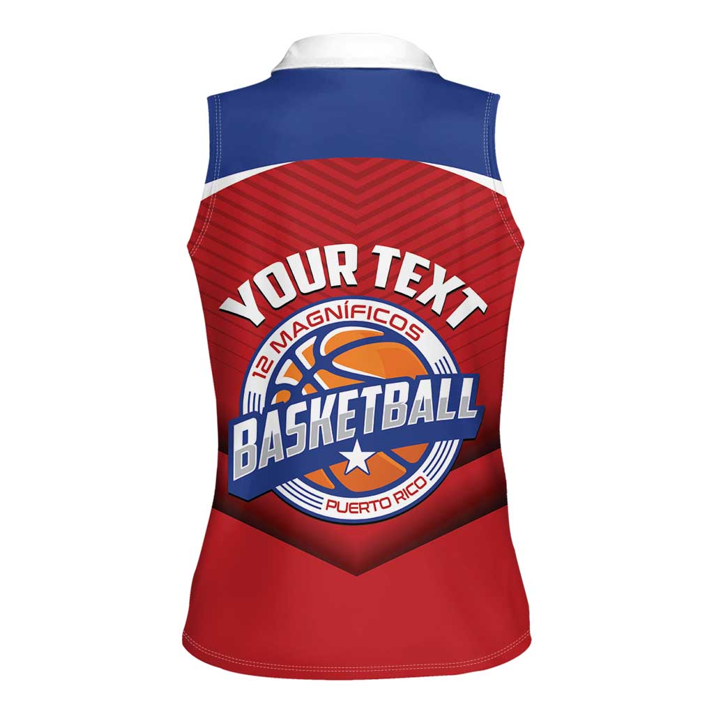 Personalized Puerto Rico Basketball Women Sleeveless Polo Shirt Magnificos Go Champion