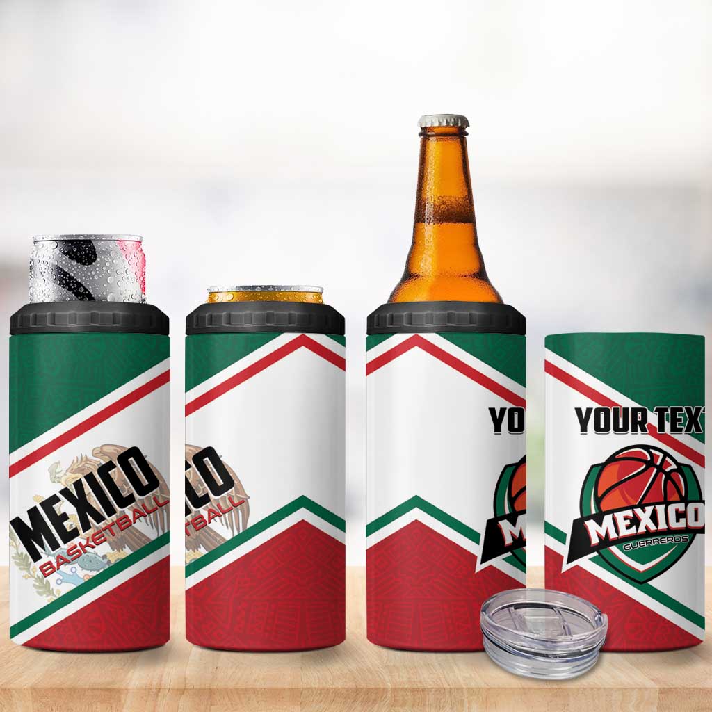 Personalized Mexico Basketball 4 in 1 Can Cooler Tumbler Guerreros Go Champion