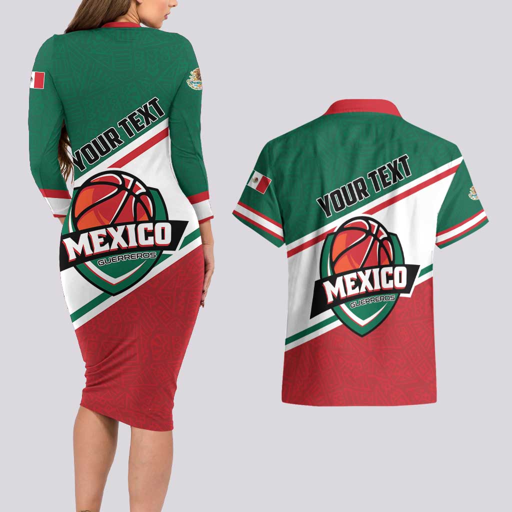 Personalized Mexico Basketball Couples Matching Long Sleeve Bodycon Dress and Hawaiian Shirt Guerreros Go Champion