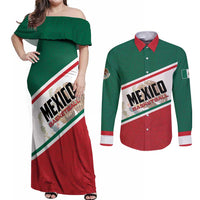 Personalized Mexico Basketball Couples Matching Off Shoulder Maxi Dress and Long Sleeve Button Shirt Guerreros Go Champion
