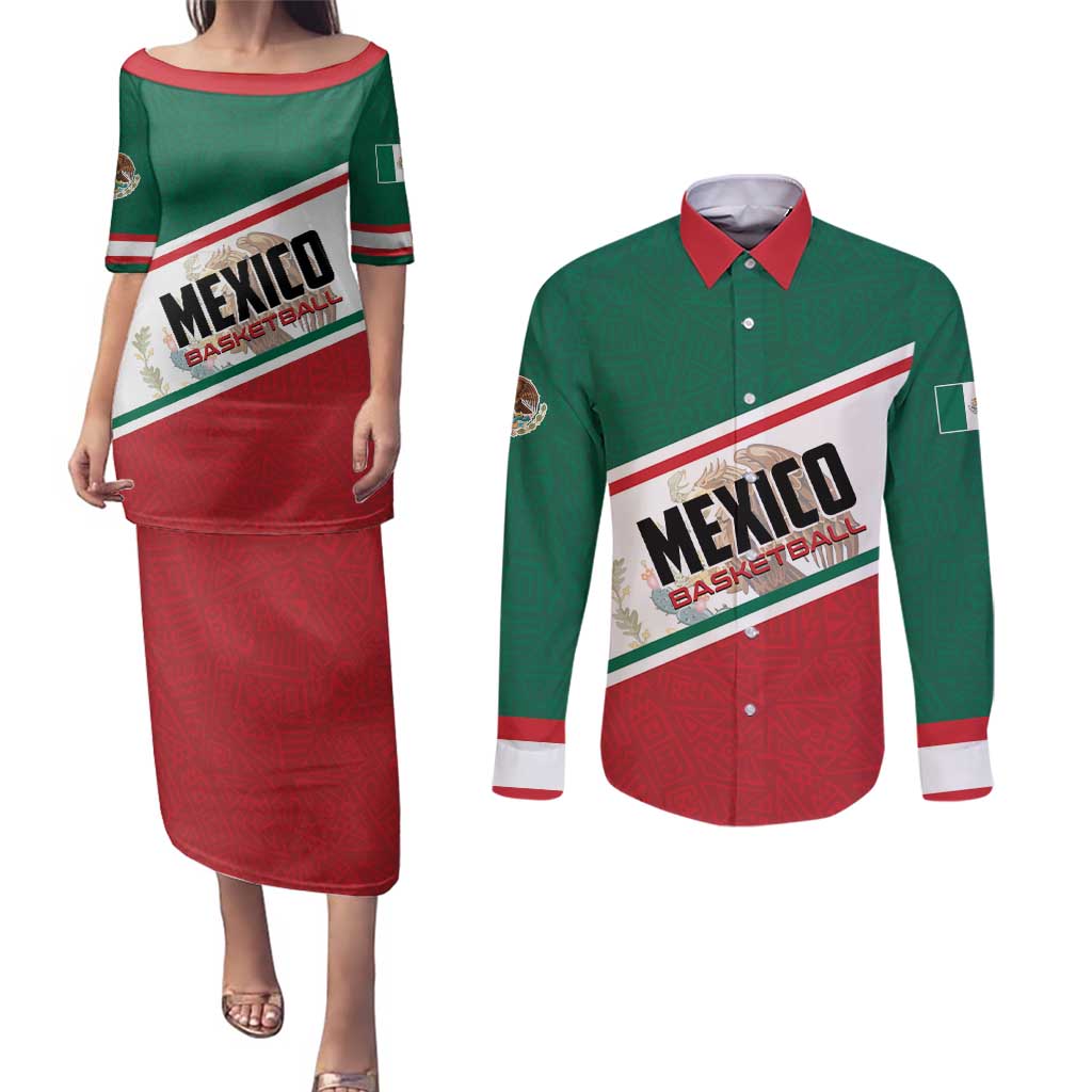 Personalized Mexico Basketball Couples Matching Puletasi and Long Sleeve Button Shirt Guerreros Go Champion