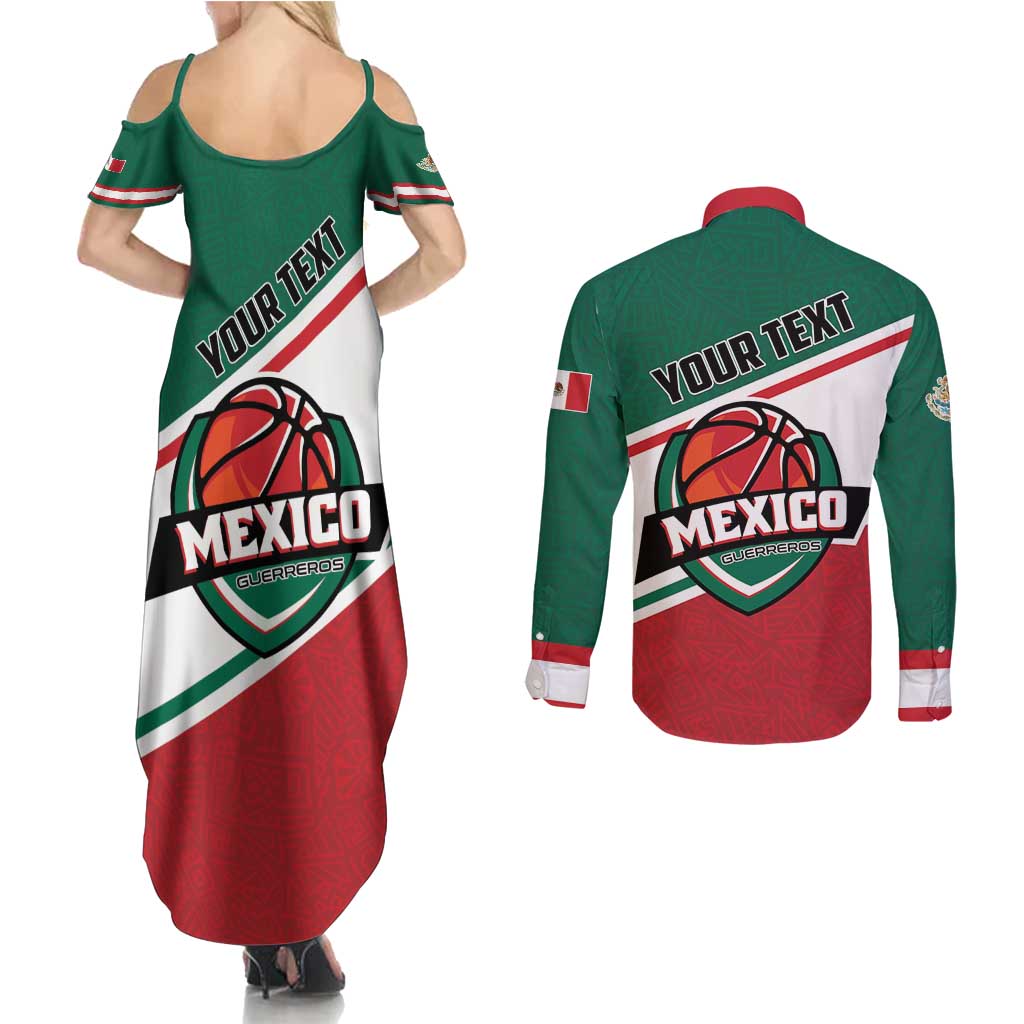 Personalized Mexico Basketball Couples Matching Summer Maxi Dress and Long Sleeve Button Shirt Guerreros Go Champion