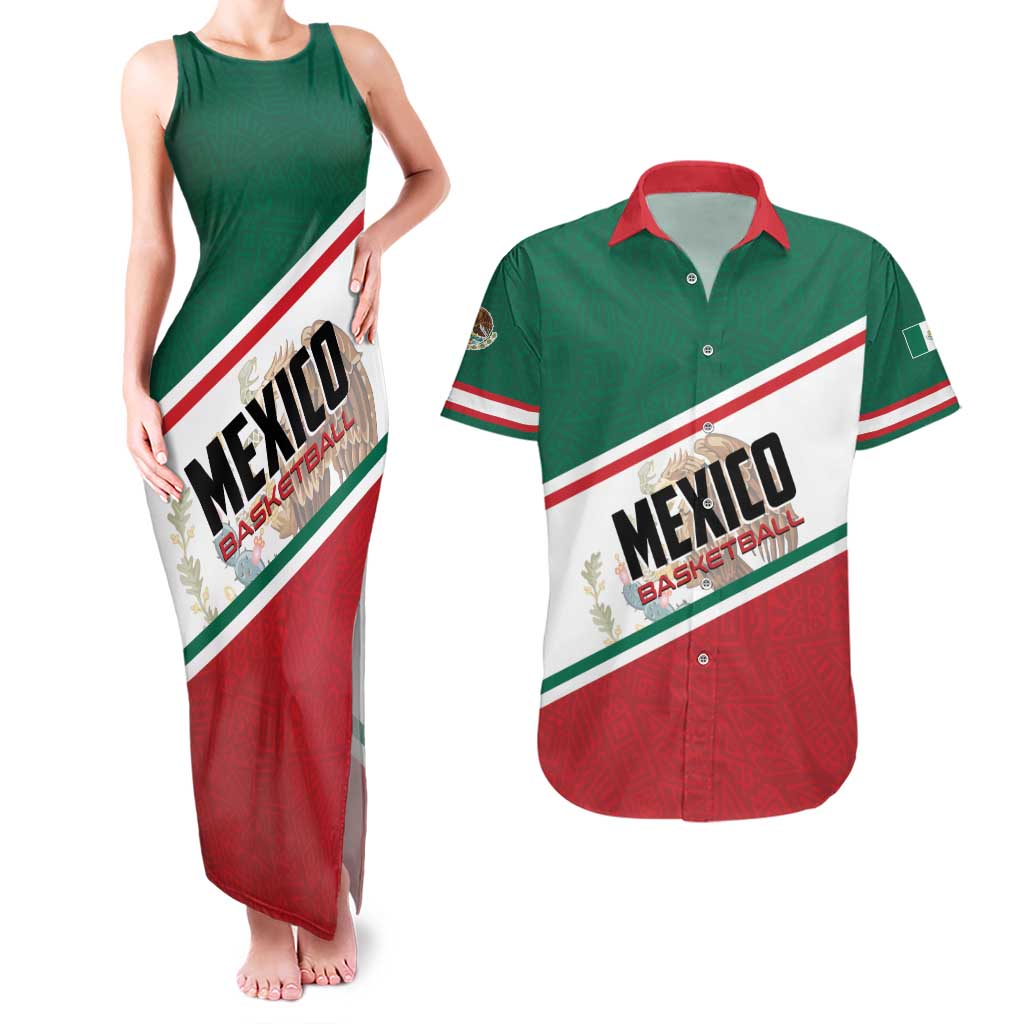 Personalized Mexico Basketball Couples Matching Tank Maxi Dress and Hawaiian Shirt Guerreros Go Champion