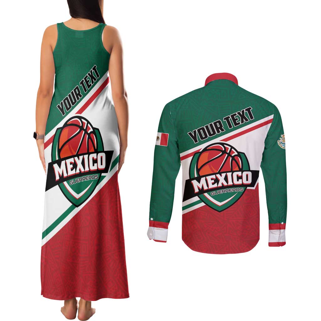 Personalized Mexico Basketball Couples Matching Tank Maxi Dress and Long Sleeve Button Shirt Guerreros Go Champion