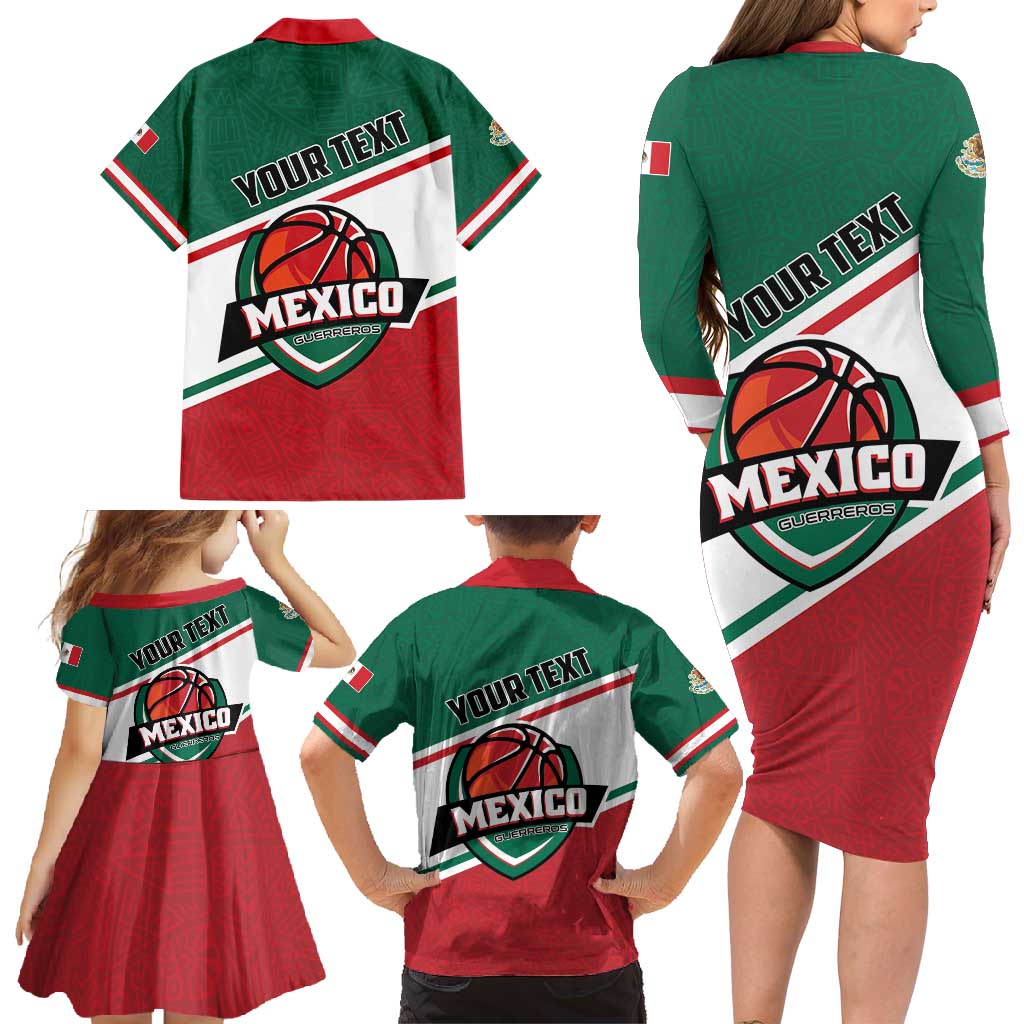 Personalized Mexico Basketball Family Matching Long Sleeve Bodycon Dress and Hawaiian Shirt Guerreros Go Champion