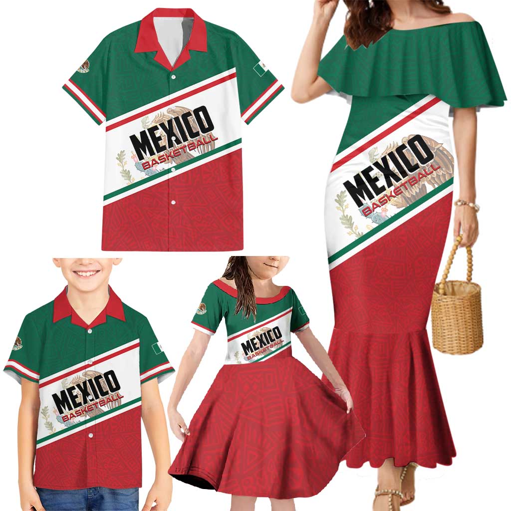 Personalized Mexico Basketball Family Matching Mermaid Dress and Hawaiian Shirt Guerreros Go Champion