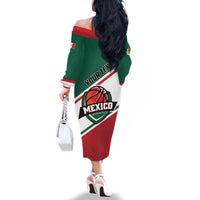 Personalized Mexico Basketball Family Matching Off The Shoulder Long Sleeve Dress and Hawaiian Shirt Guerreros Go Champion