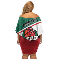 Personalized Mexico Basketball Family Matching Off Shoulder Short Dress and Hawaiian Shirt Guerreros Go Champion
