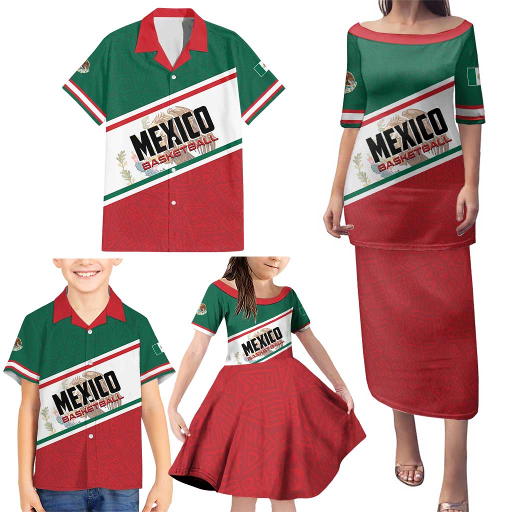 Personalized Mexico Basketball Family Matching Puletasi and Hawaiian Shirt Guerreros Go Champion