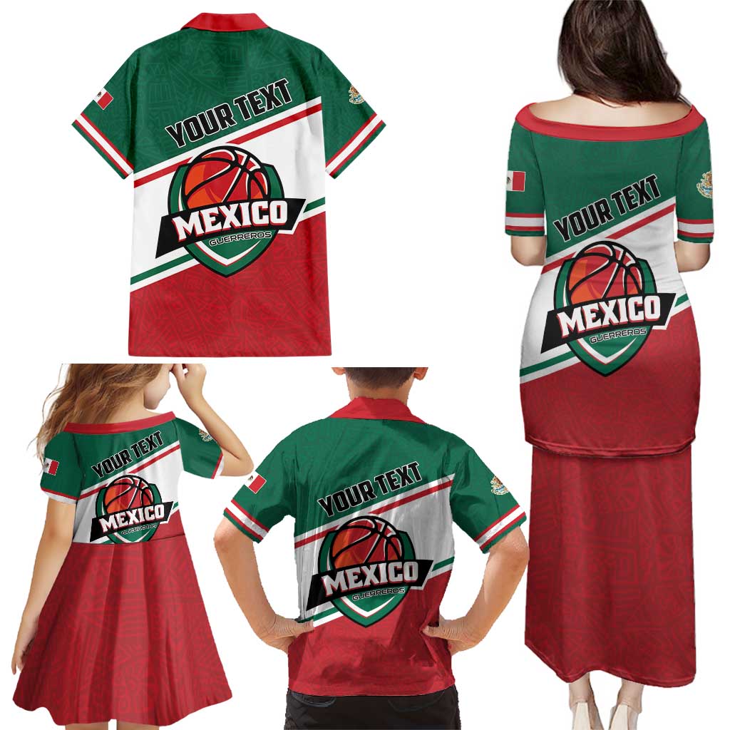 Personalized Mexico Basketball Family Matching Puletasi and Hawaiian Shirt Guerreros Go Champion