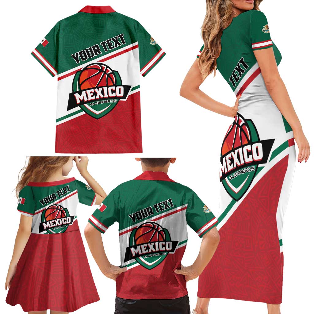 Personalized Mexico Basketball Family Matching Short Sleeve Bodycon Dress and Hawaiian Shirt Guerreros Go Champion