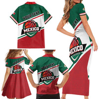 Personalized Mexico Basketball Family Matching Short Sleeve Bodycon Dress and Hawaiian Shirt Guerreros Go Champion