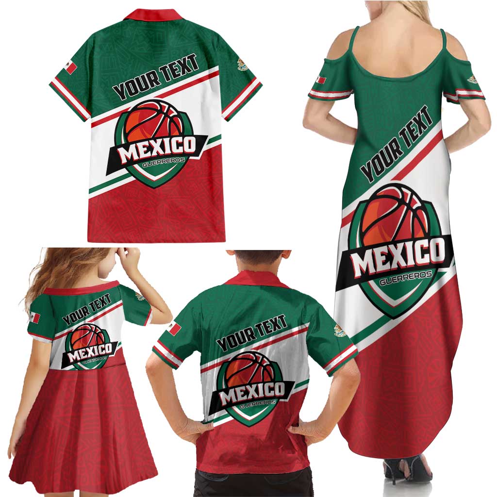 Personalized Mexico Basketball Family Matching Summer Maxi Dress and Hawaiian Shirt Guerreros Go Champion