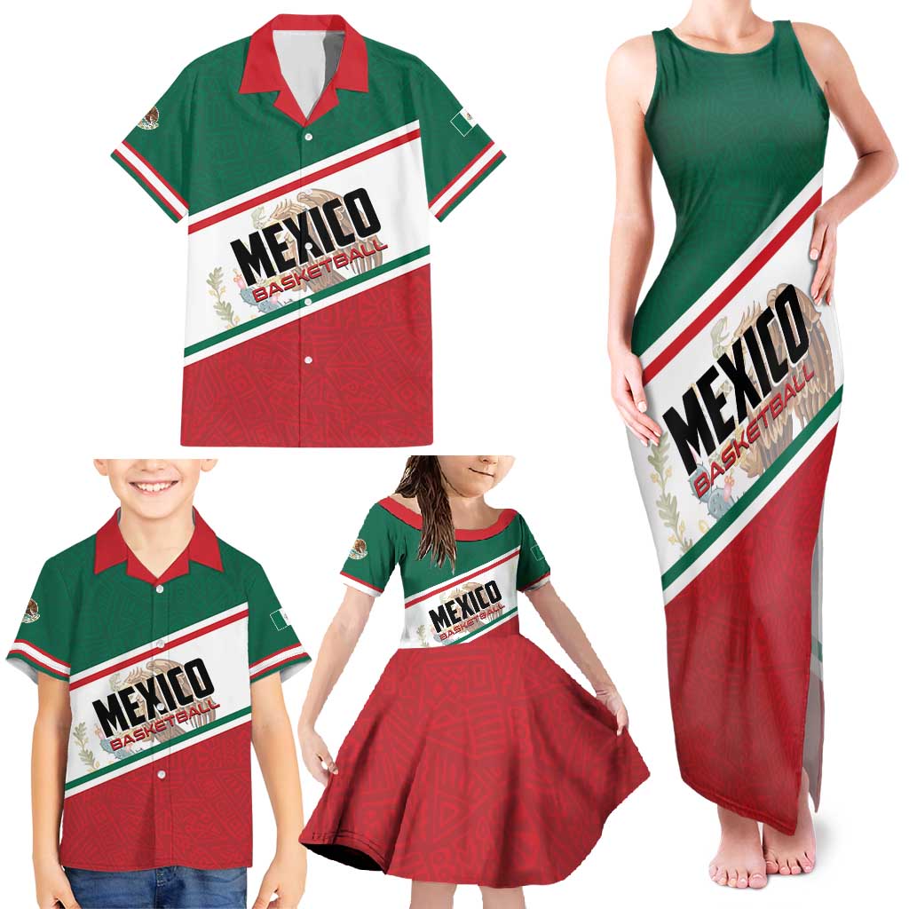 Personalized Mexico Basketball Family Matching Tank Maxi Dress and Hawaiian Shirt Guerreros Go Champion