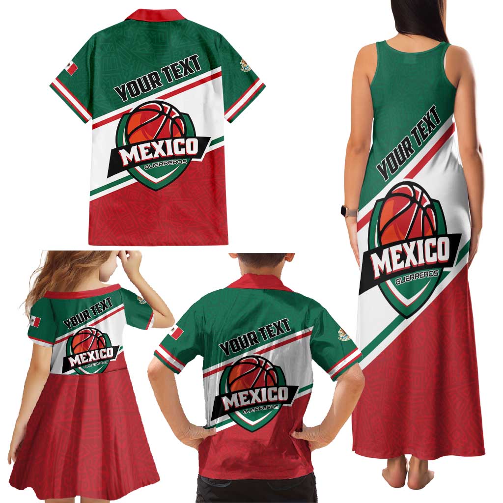Personalized Mexico Basketball Family Matching Tank Maxi Dress and Hawaiian Shirt Guerreros Go Champion