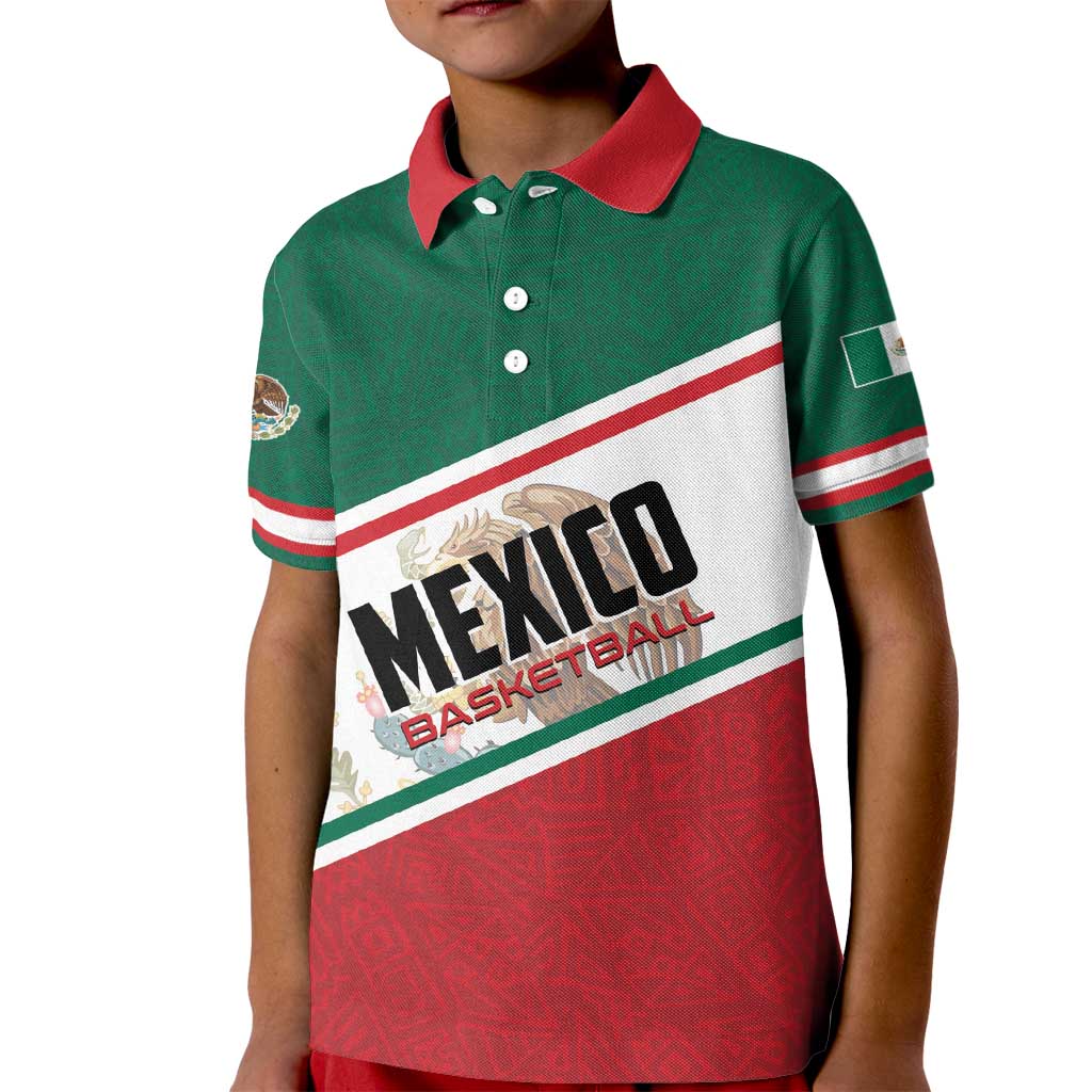 Personalized Mexico Basketball Kid Polo Shirt Guerreros Go Champion