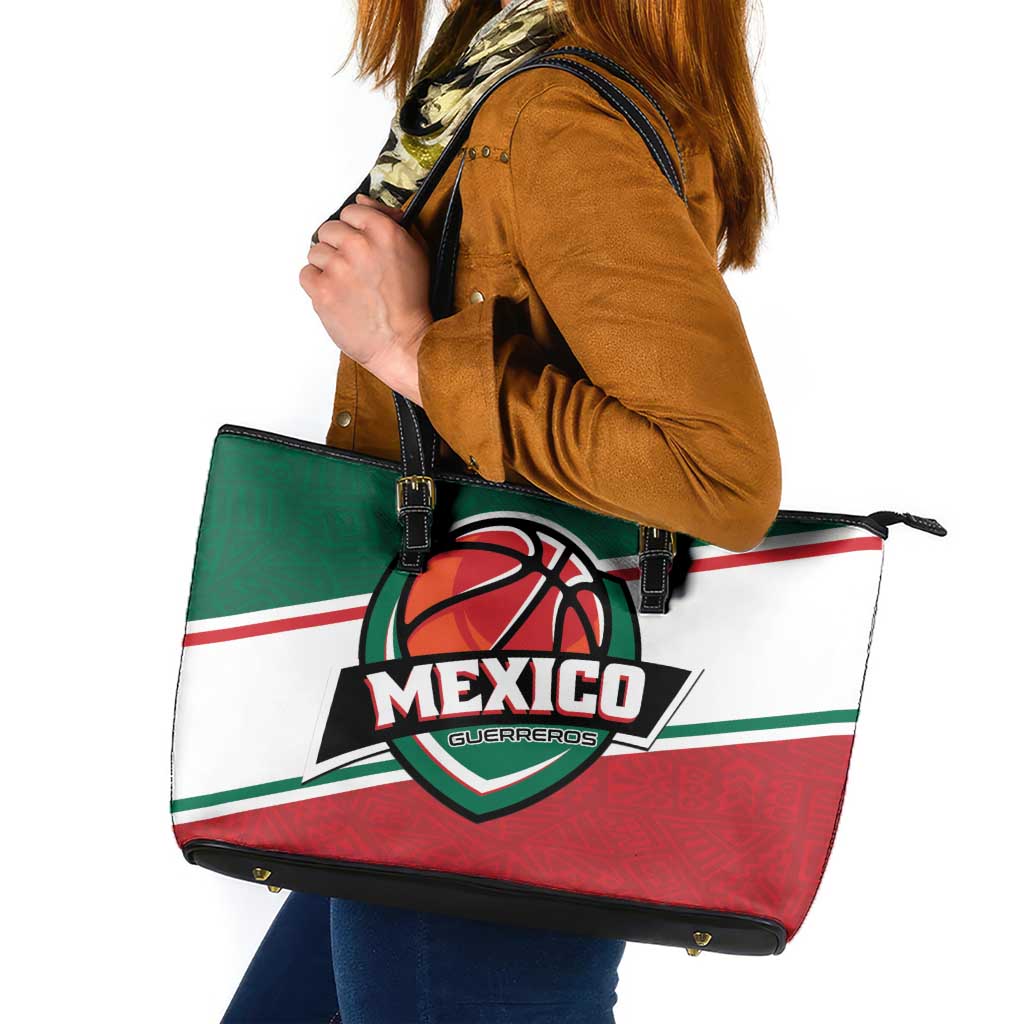 Mexico Basketball Leather Tote Bag Guerreros Go Champion