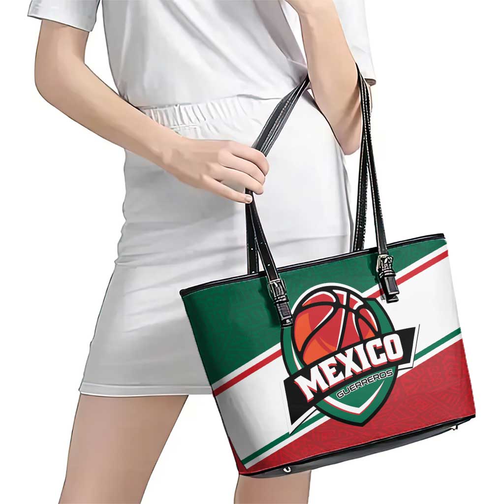 Mexico Basketball Leather Tote Bag Guerreros Go Champion