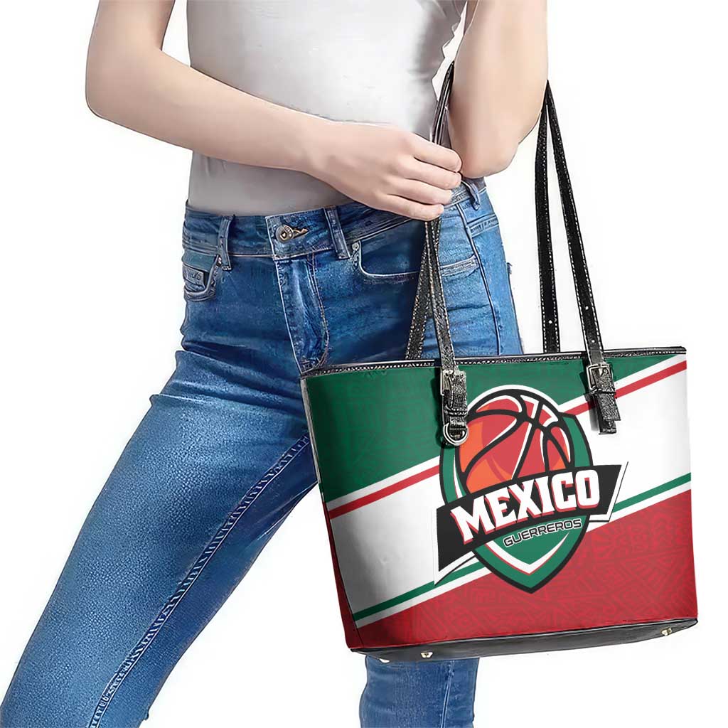 Mexico Basketball Leather Tote Bag Guerreros Go Champion