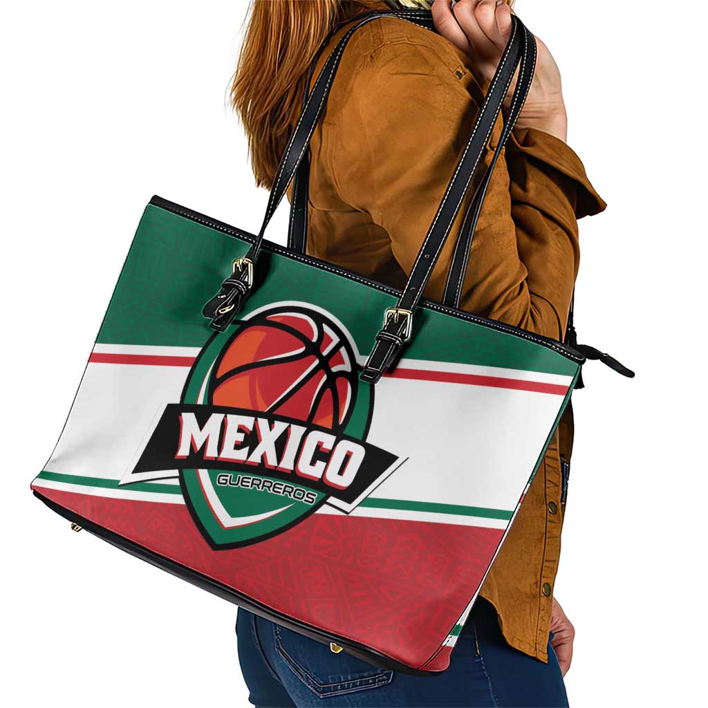 Mexico Basketball Leather Tote Bag Guerreros Go Champion