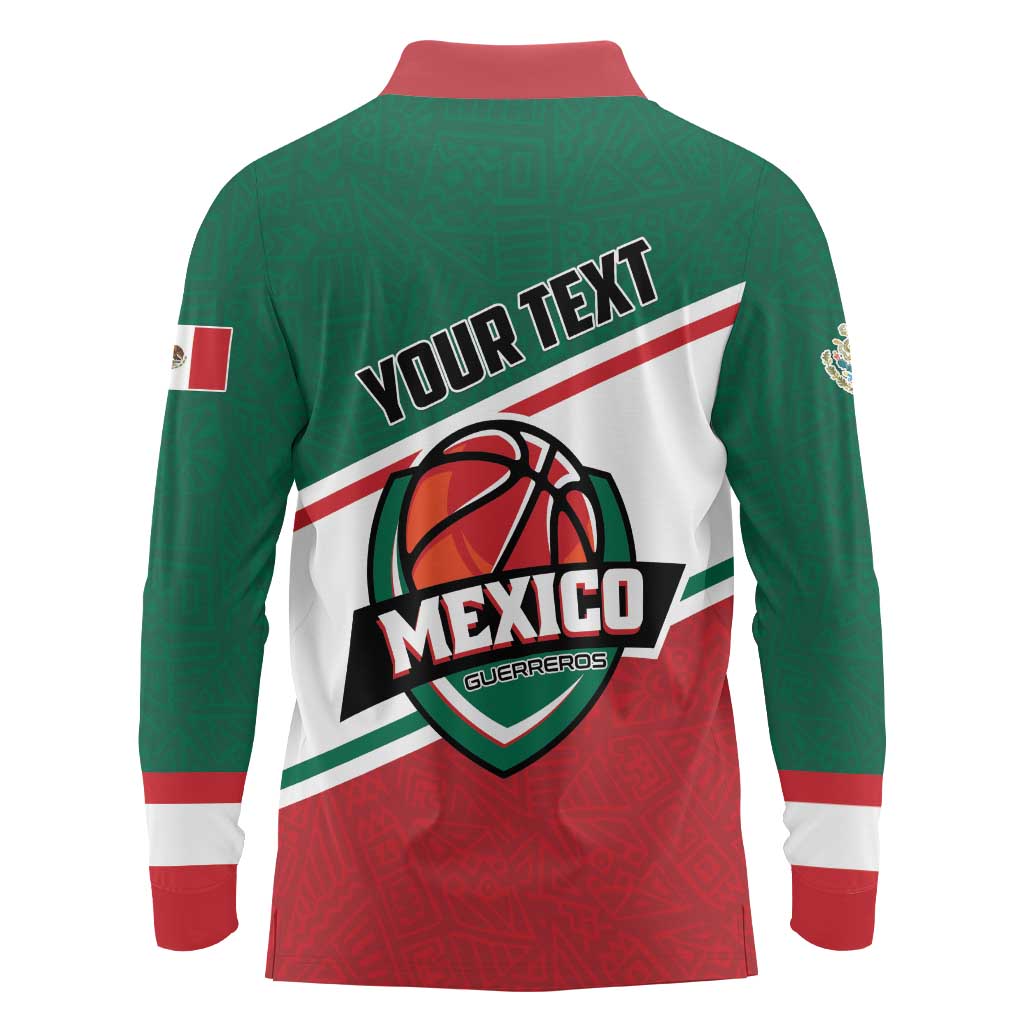 Personalized Mexico Basketball Long Sleeve Polo Shirt Guerreros Go Champion